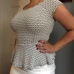 Business casual peplum geometric top
